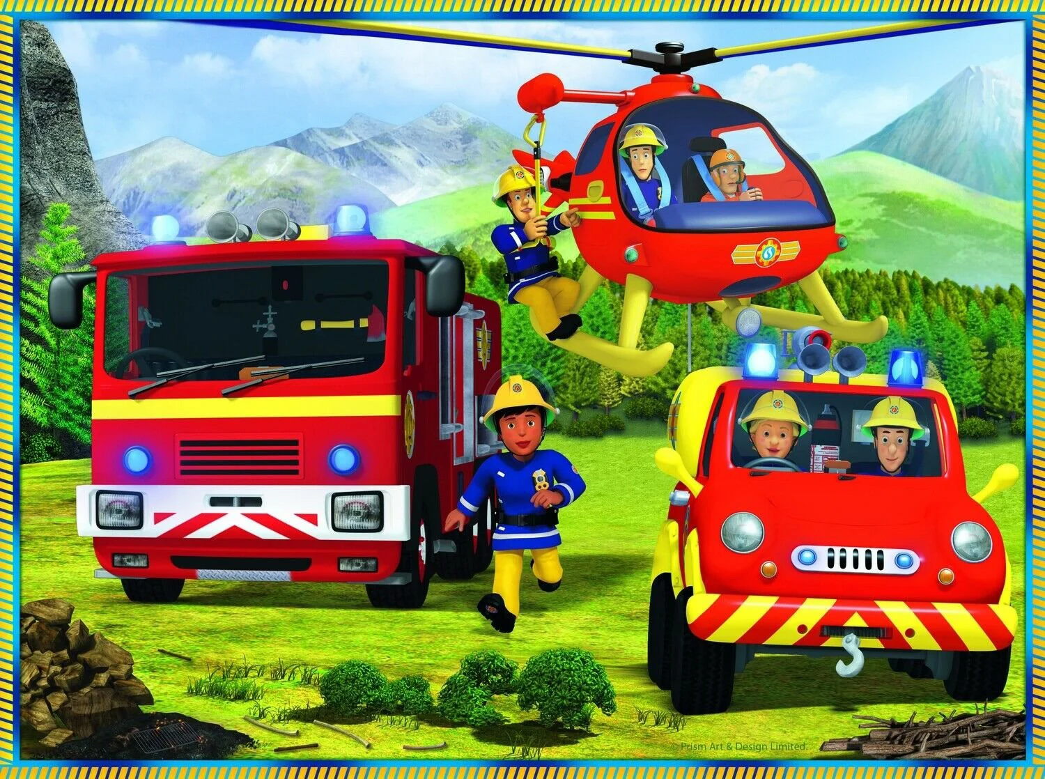 Puzzle Trefl 2 in 1 + memos, Firefighters in action / Prism A&D Fireman Sam, 30 / 48piese foto