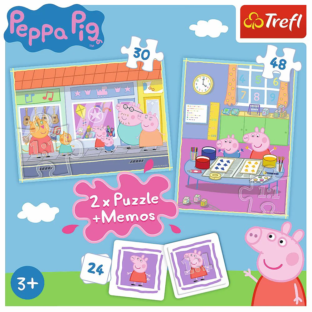 Puzzle Trefl 2 in 1 + memos, Peppa's day / Peppa Pig foto