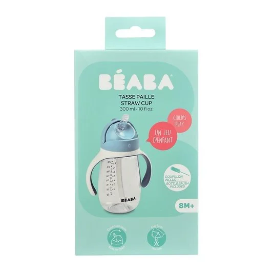 Cana cu pai Beaba Albastru, 300 ml foto
