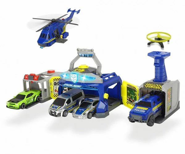 Set de joaca Dickie, Sediul Politiei cu 4 masini si un elicopter foto