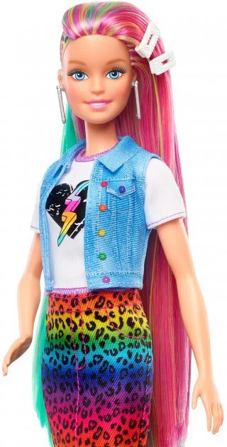 Papusa Barbie cu parul multicolor