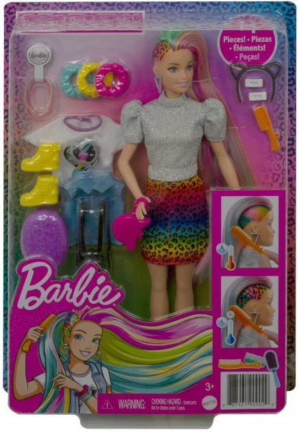 Papusa Barbie cu parul multicolor