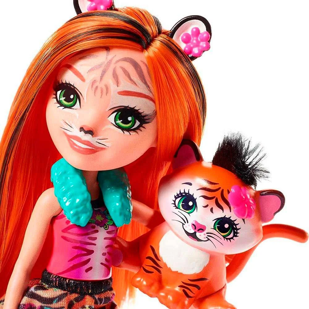 Papusa Enchantimals Puiul de tigru Tenzi si prietenul ei Taft