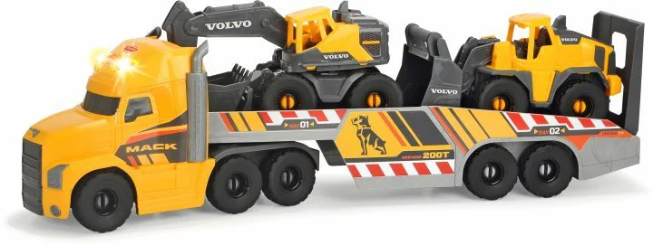 Camion trailer Dickie cu excavator si incarcator, 70 cm