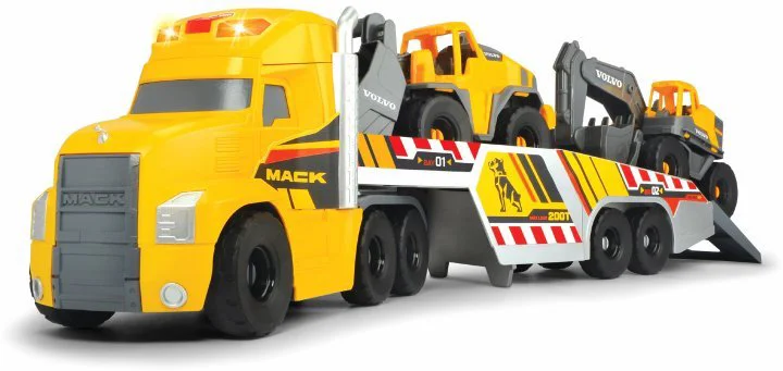 Camion trailer Dickie cu excavator si incarcator, 70 cm