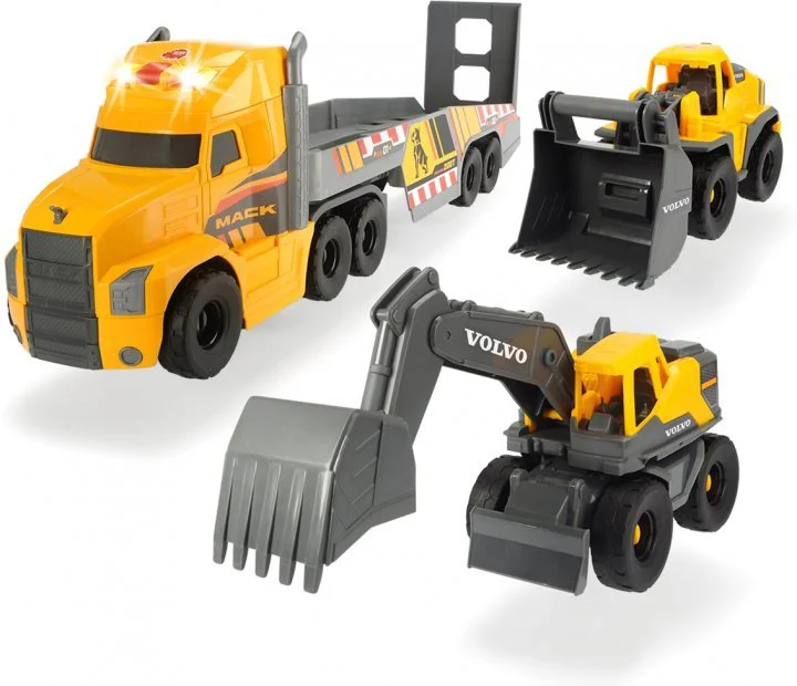 Camion trailer Dickie cu excavator si incarcator, 70 cm