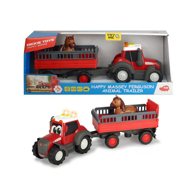 Tractor Dickie cu remorca pentru transportarea animalelor Happy animal treiler, 30 cm foto