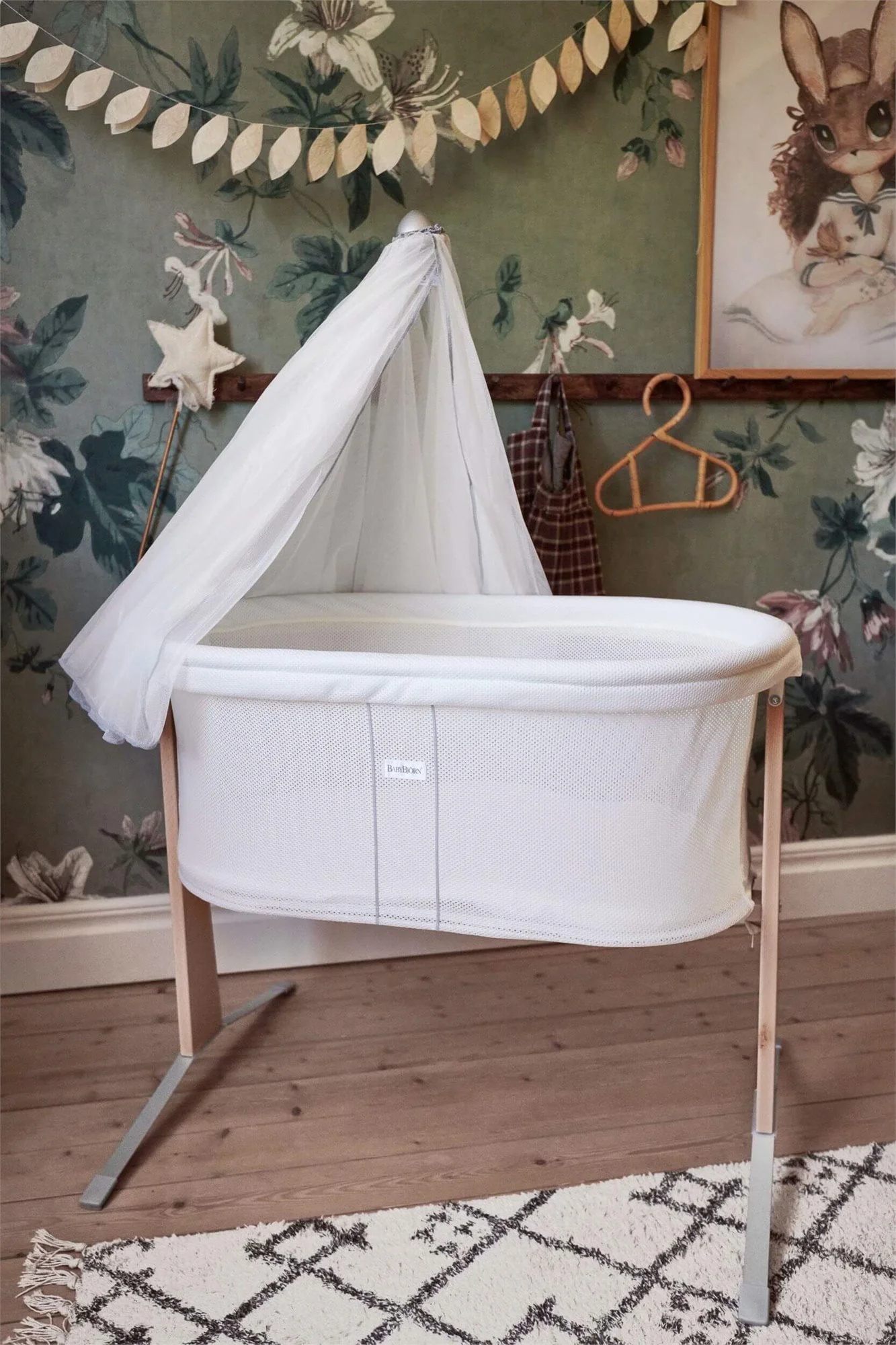 Patut pliabil co-sleeper din mesh Babybjorn Alb foto