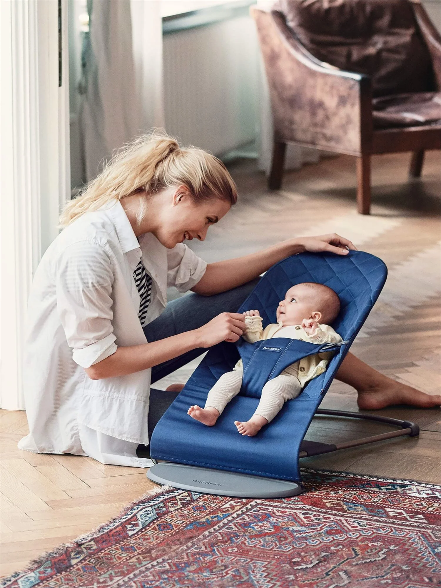 Balansoar BabyBjorn Bliss Midnight Blue, Bumbac
