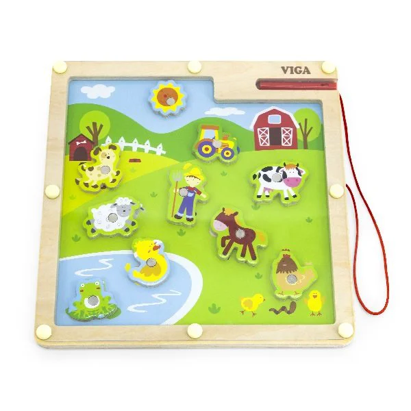 Set de joc din lemn Viga Toys Magnetic Match & Trace - Farm foto