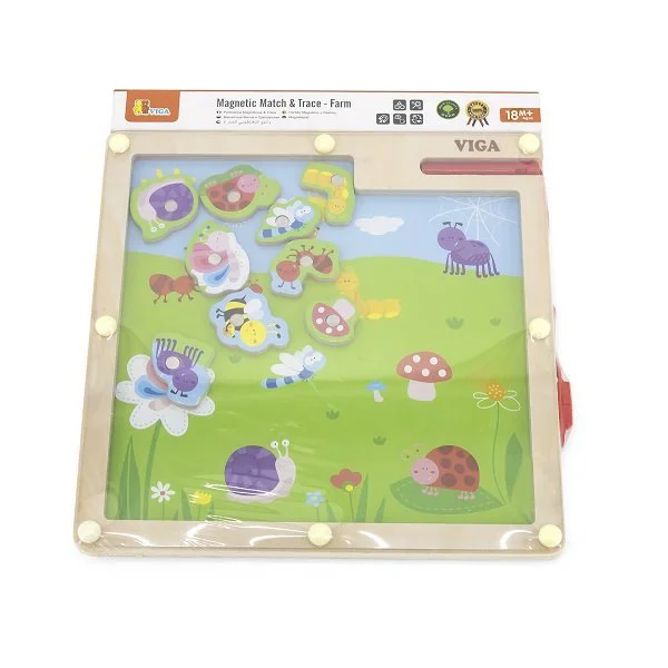 Set de joc din lemn Viga Toys Magnetic Match & Trace - Farm foto