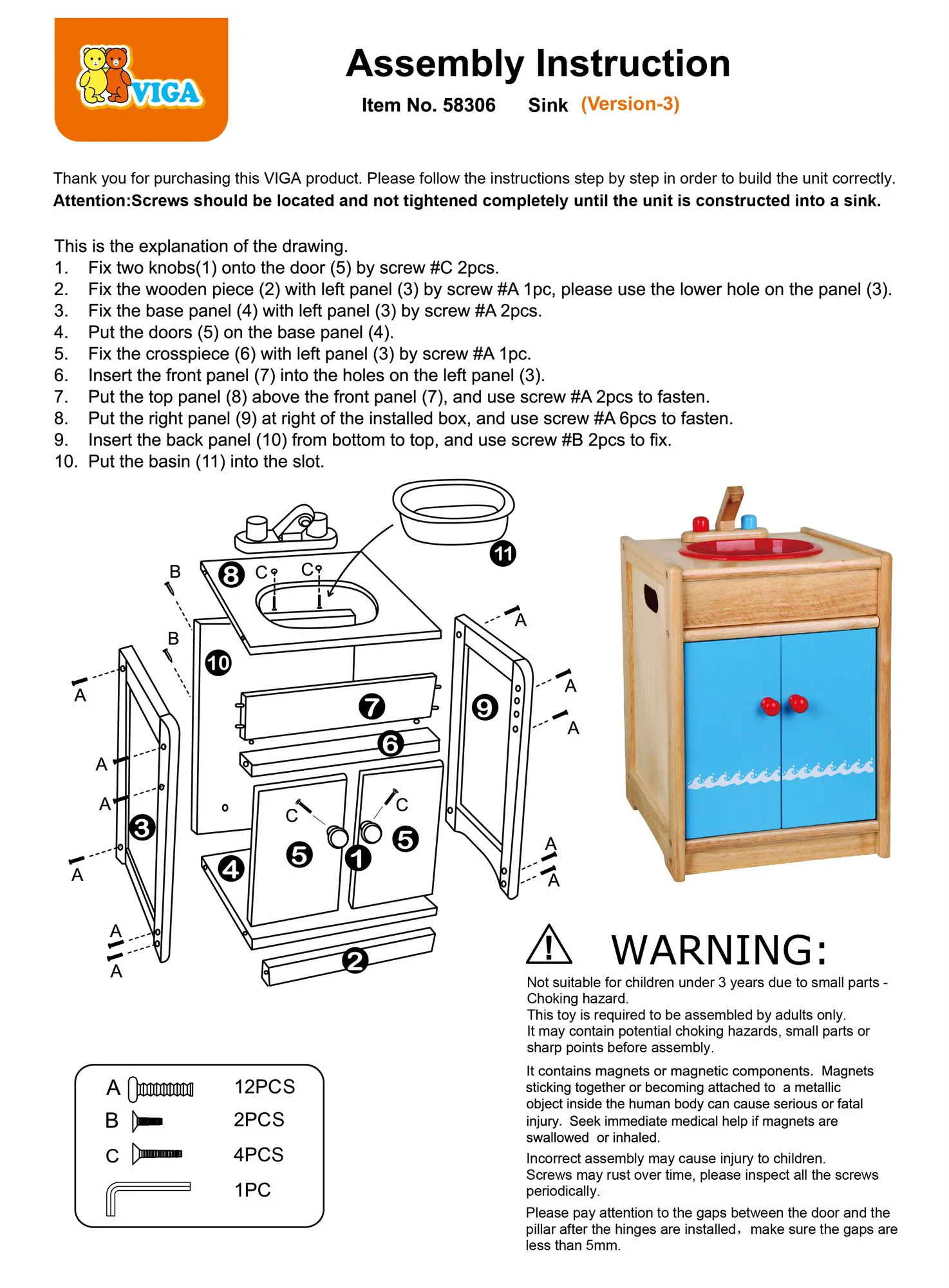 Деревянный умывальник Viga Toys Sink foto