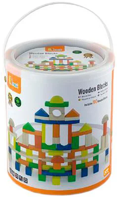Set de constructie din lemn educativ Viga Toys, 100 piese foto