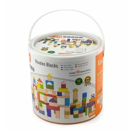 Set de constructie din lemn educativ Viga Toys, 100 piese foto