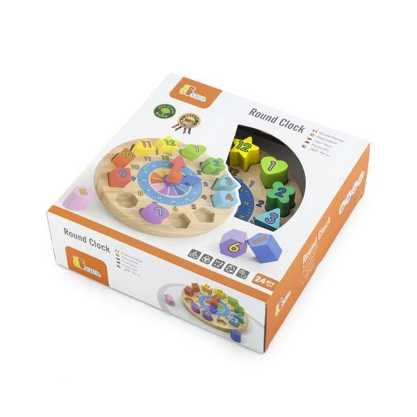Jucarie din lemn Viga Toys Ceas, 12 piese