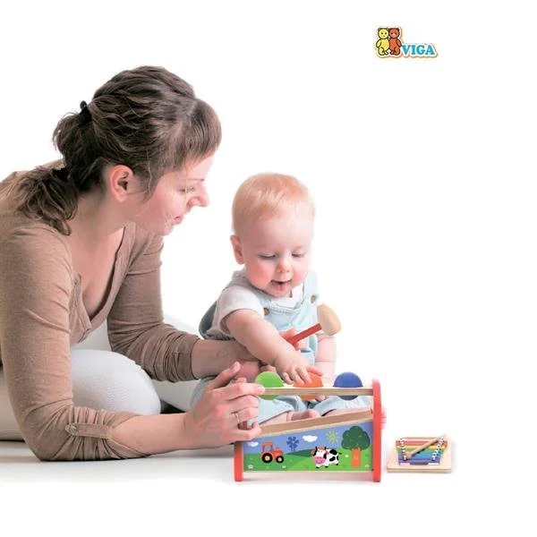 Jucarie din lemn Viga Toys Pounding Bench & Xilophone foto