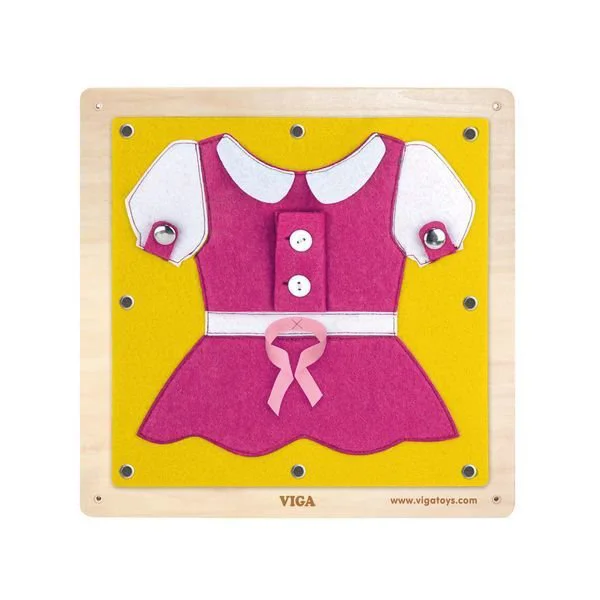 Jucarie din lemn pe perete Viga Toys Dressing and Zippering foto