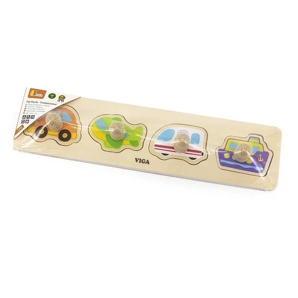 Puzzle cu maner din lemn Viga Toys Transport