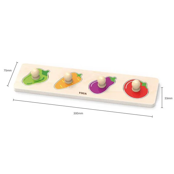 Puzzle cu maner din lemn Viga Toys Legume foto