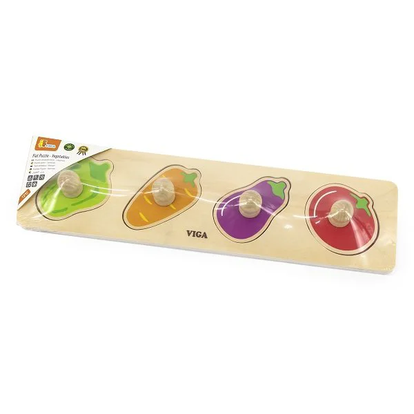 Puzzle cu maner din lemn Viga Toys Legume foto