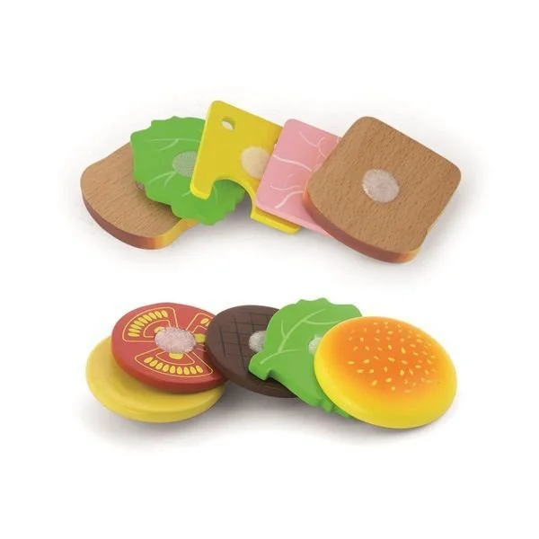 Set de joaca din lemn Viga Toys Hamburger & Sandwich foto