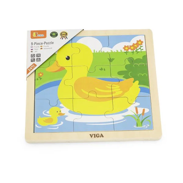 Puzzle cu piese mari din lemn Viga Toys Ratusca, 9 elemente foto
