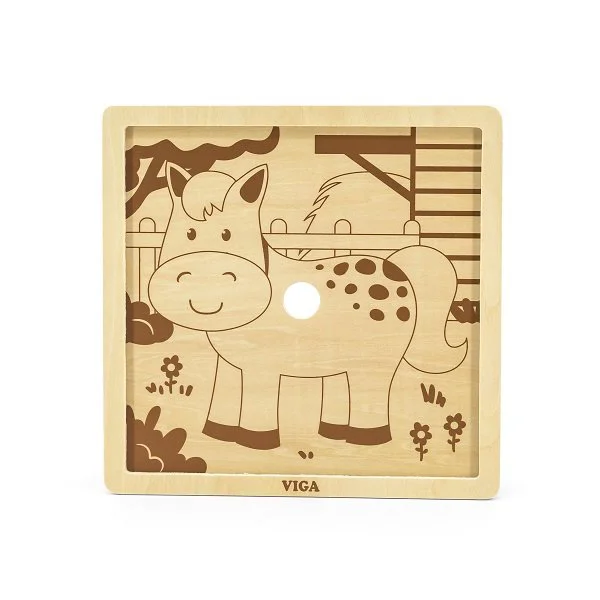 Puzzle cu piese mari din Lemn Viga Toys Calut, 9 elemente foto