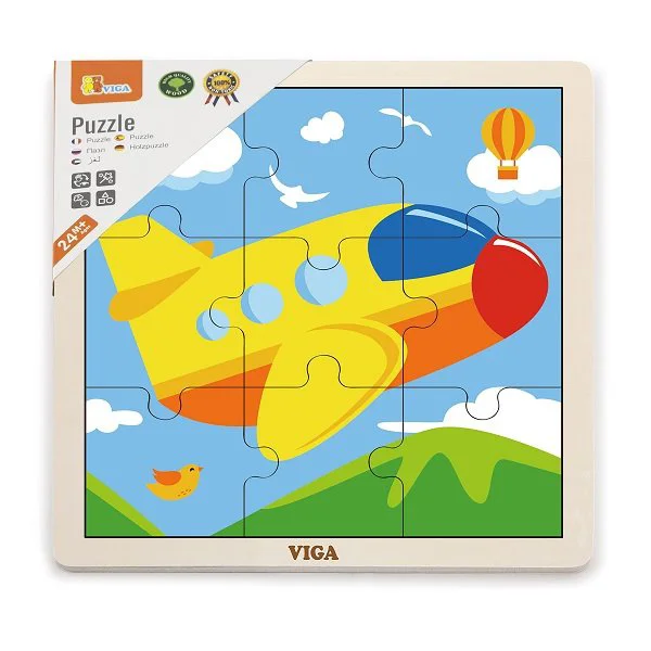 Деревянный пазл с крупными деталями Viga Toys Самолетик, 9 элементов foto