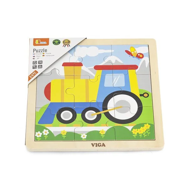 Puzzle cu piese mari din lemn Viga Toys Locomotiva , 9 elemente foto