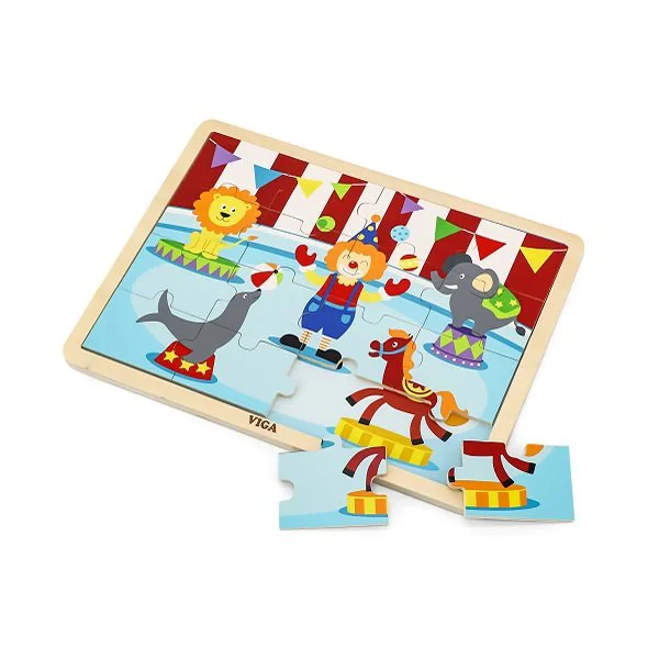 Puzzle in cadru de lemn Viga Toys Circ, 16 elemente foto