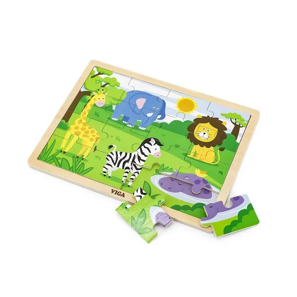 Puzzle in cadru de lemn Viga Toys Africa, 16 elemente foto