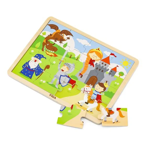 Puzzle in cadru de lemn Viga Toys Poveste, 16 elemente foto