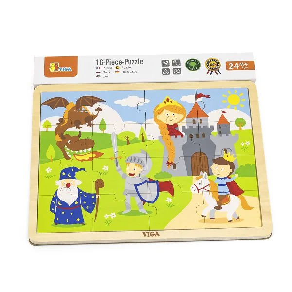 Puzzle in cadru de lemn Viga Toys Poveste, 16 elemente foto
