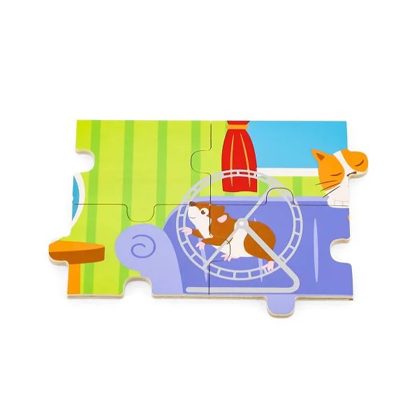 Puzzle in cadru de lemn Viga Toys Animale Domestice, 16 elemente foto