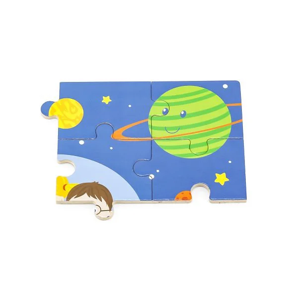 Puzzle in cadru de lemn Viga Toys Calatoria in spatiu, 16 elemente foto