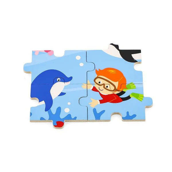 Puzzle in cadru de lemn Viga Toys Ocean, 16 elemente foto
