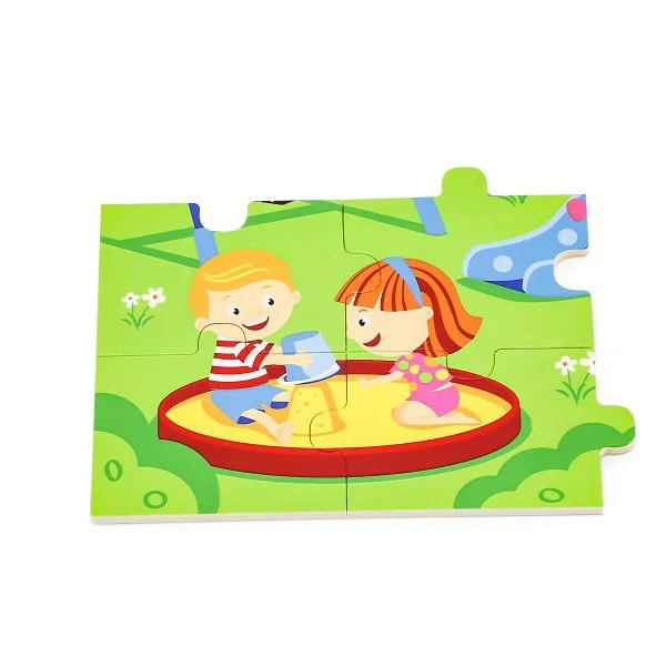Puzzle in cadru de lemn Viga Toys Parcul de Distractii, 16 elemente foto