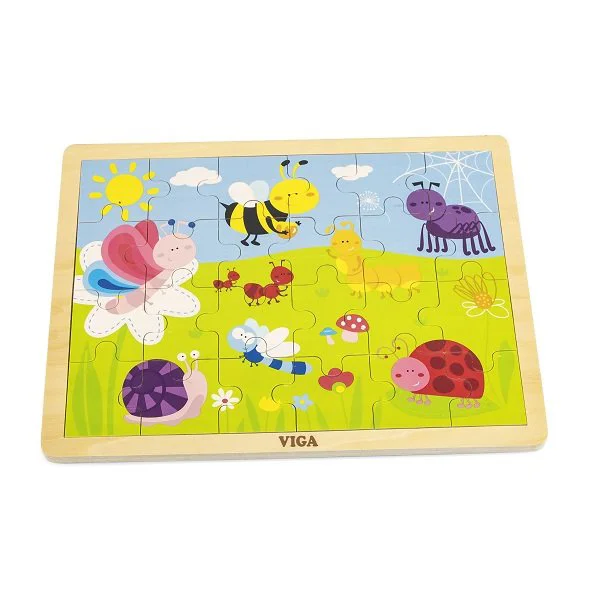 Puzzle in cadru de lemn Viga Toys Park, 24 elemente