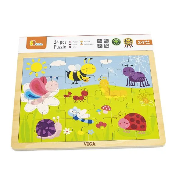 Puzzle in cadru de lemn Viga Toys Park, 24 elemente