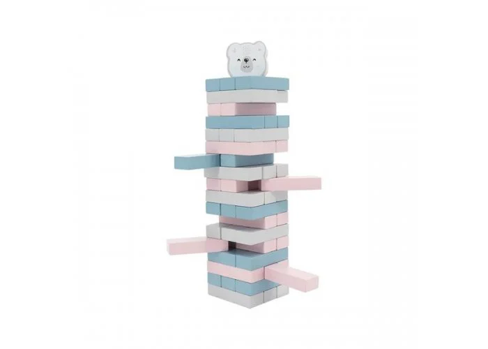 Joc de societate din lemn Viga Toys, Block Tower Bear foto