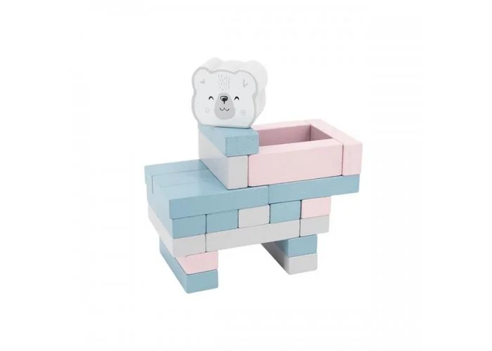 Joc de societate din lemn Viga Toys, Block Tower Bear foto