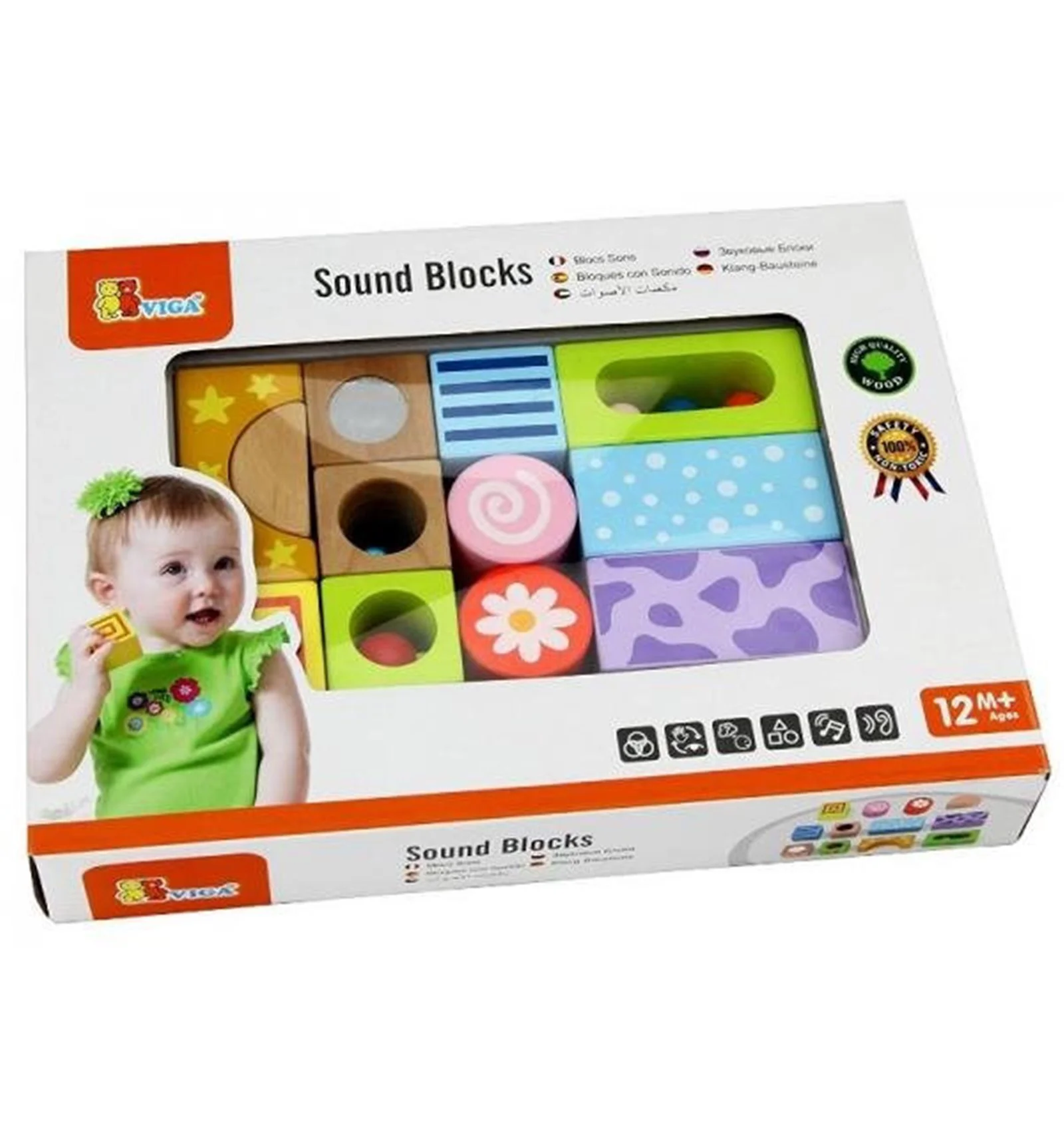 Blocuri de constructie zornaitoare din lemn Viga Toys foto