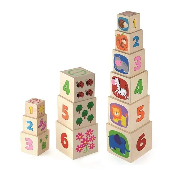 Set de cuburi educative din lemn Viga Toys