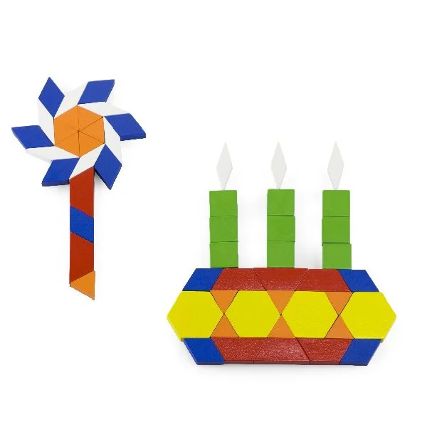 Set de blocuri geometrice pentru constructie din lemn Viga Toys, 250 piese foto