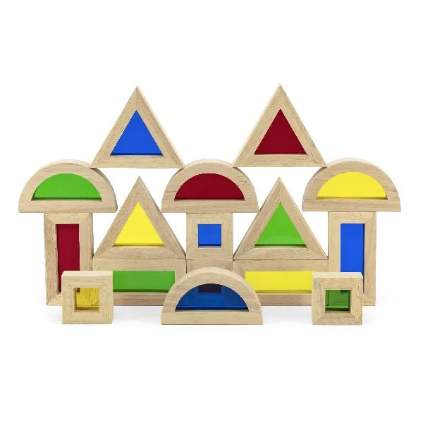 Set de blocuri mari colorate din lemn Viga Toys, 16 buc foto