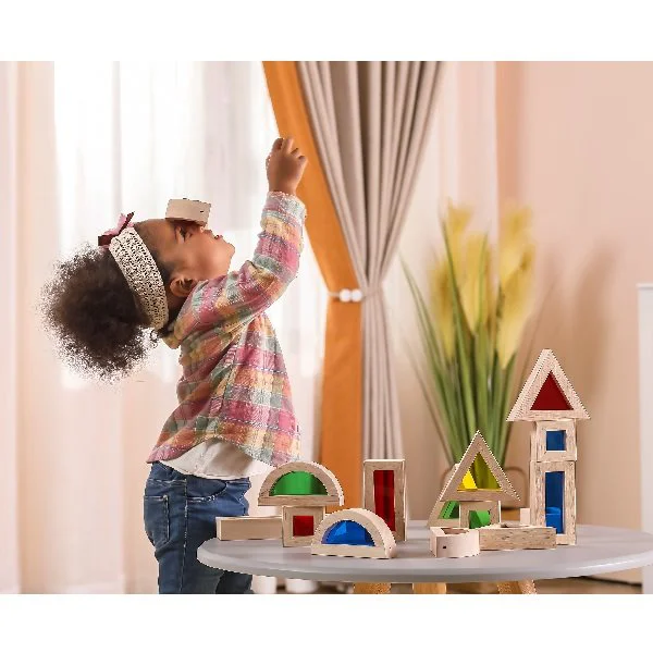 Set de blocuri mari colorate din lemn Viga Toys, 16 buc foto
