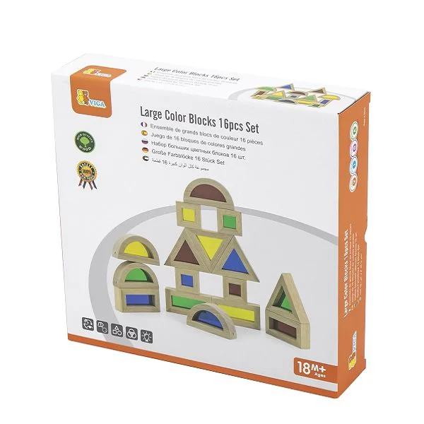 Set de blocuri mari colorate din lemn Viga Toys, 16 buc foto