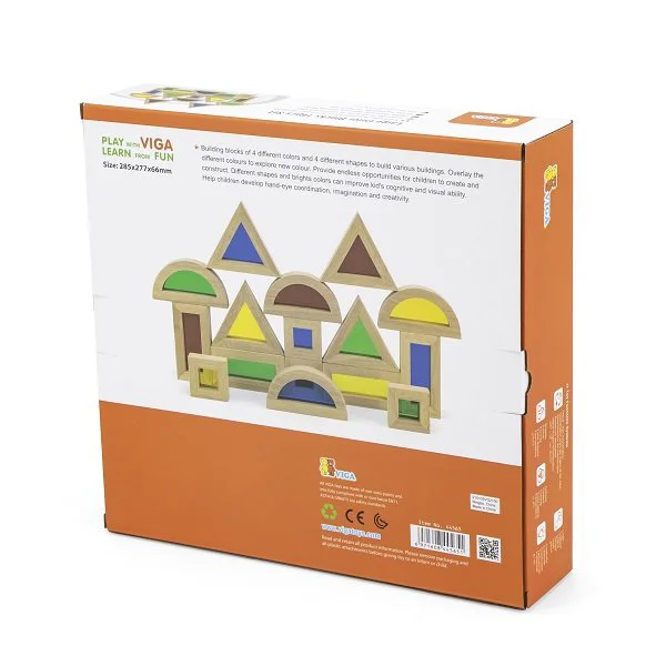 Set de blocuri mari colorate din lemn Viga Toys, 16 buc foto