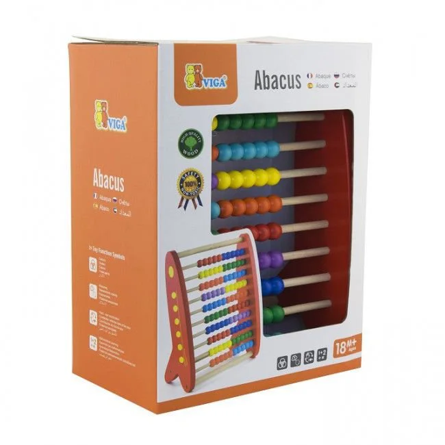 Jucarie de socotit din lemn Viga Toys Abac, bile colorate foto