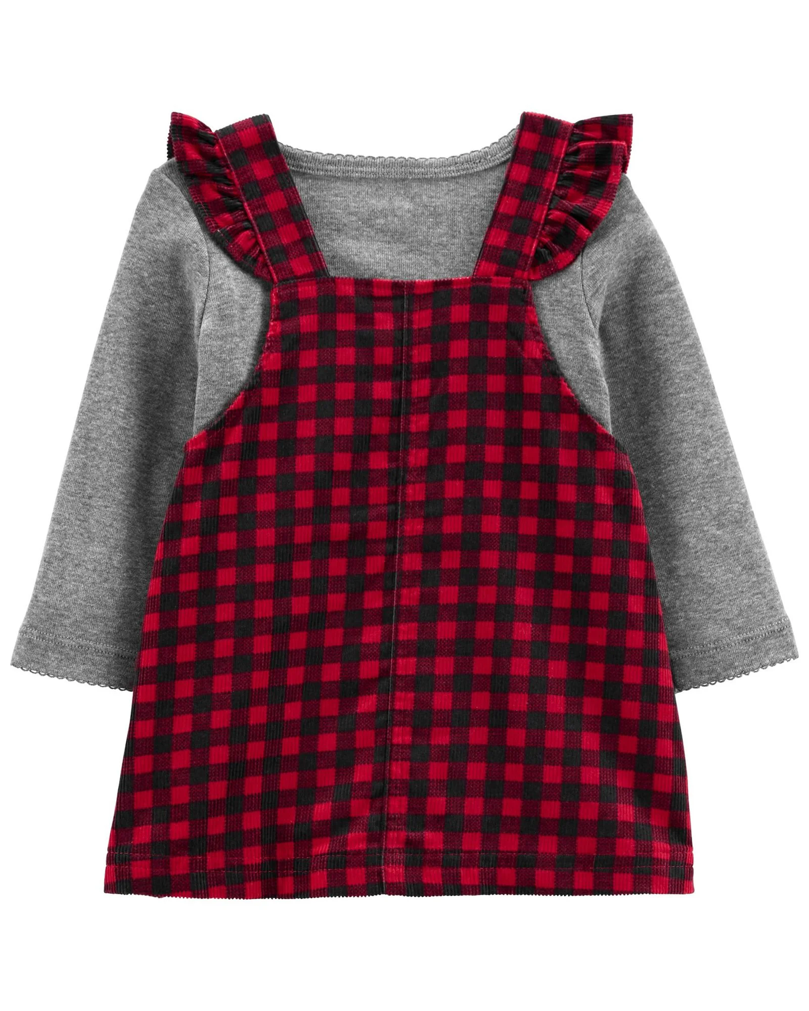 Carter's Set 3 piese Sarafan, bluza si ciorapei Cadrilat foto